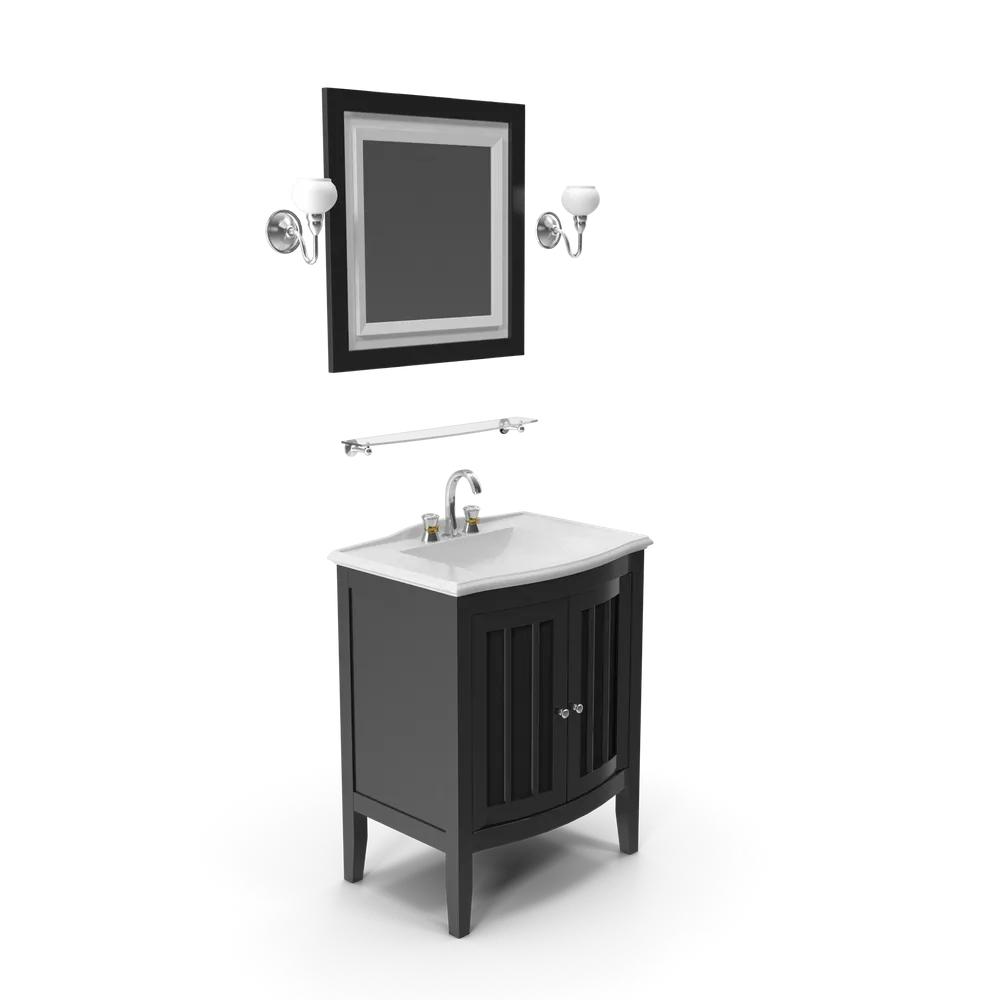 Wooden Bathroom Sink With Mirror - Image 2